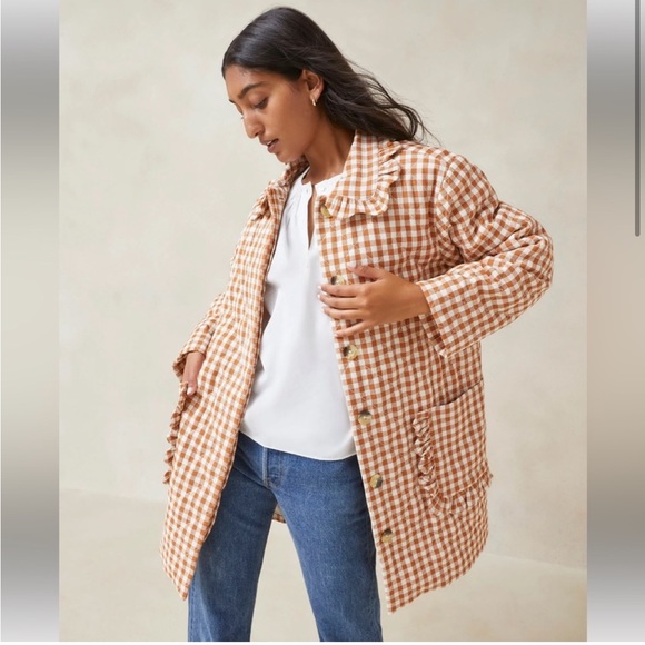 Loeffler Randall Jackets & Blazers - Loeffler Randall Fox Amber Gingham Quilted Brown Check Coat